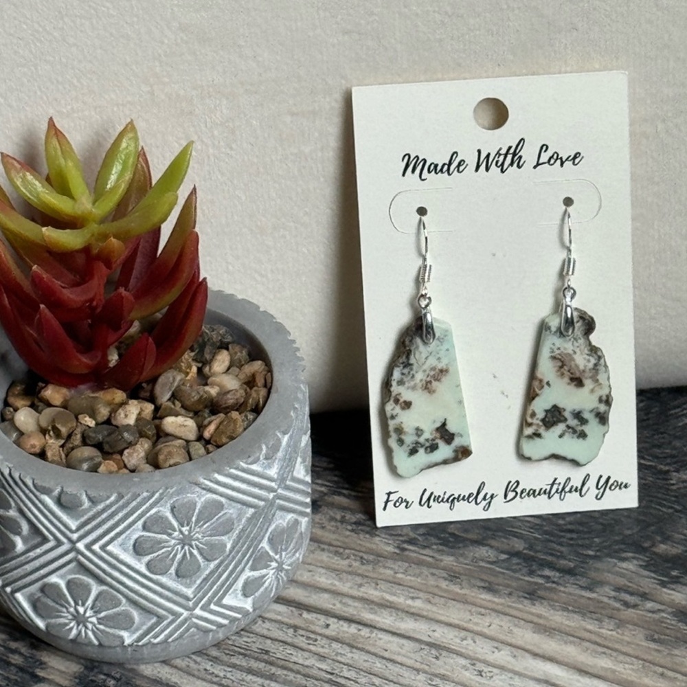 Handcrafted White Turquoise Sterling Silver Earrings